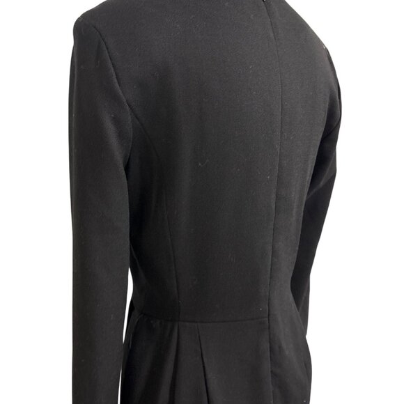 Vintage Spenser Jeremy Black Wool Long Sleeve Midi Dress Size 10 Made In USA LBD - Picture 10 of 14